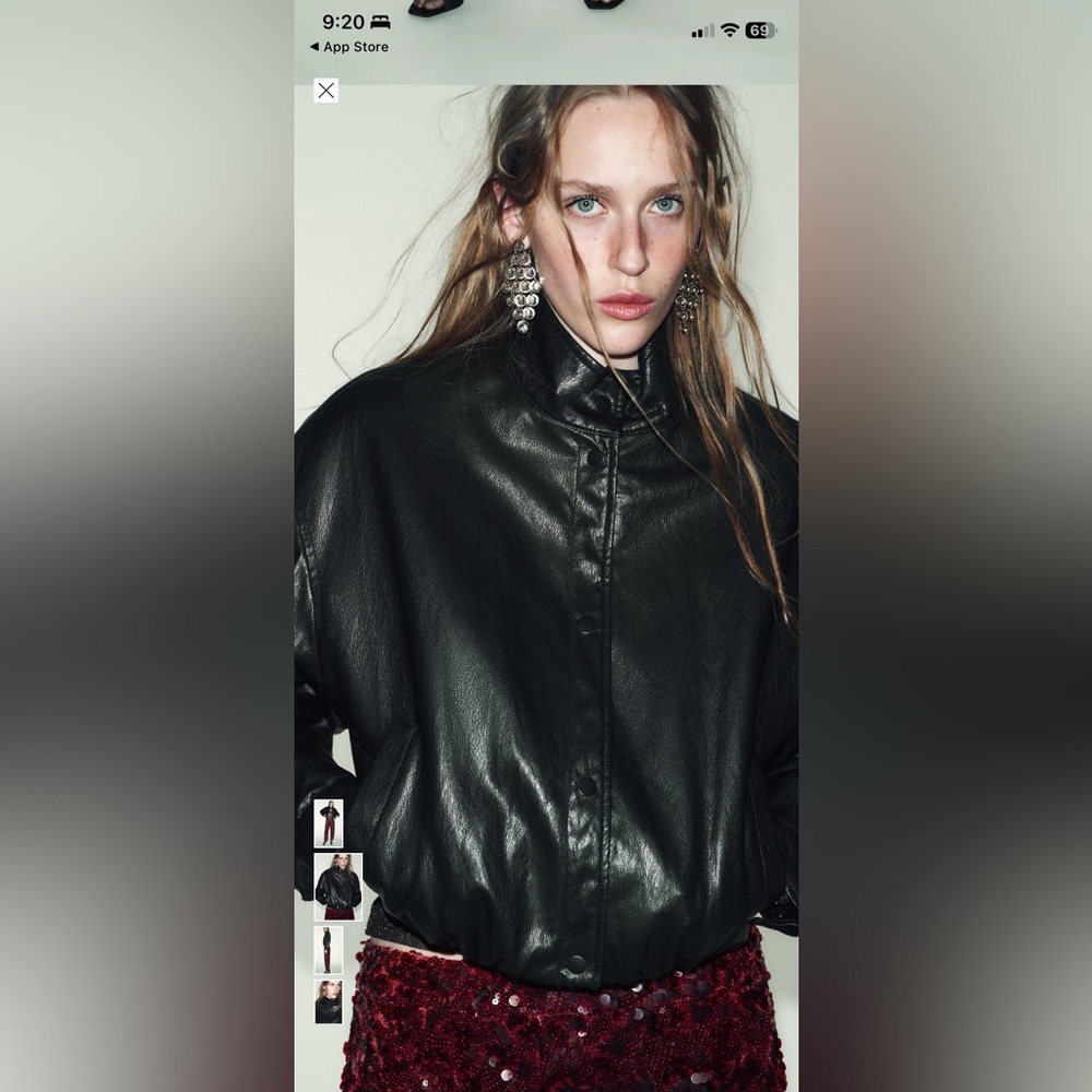 NWT. Zara faux leather bomber jacket sz large